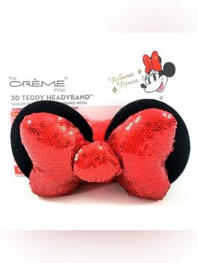 The Crème Shop x Disney Minnie "Ruby Glitz" Red Sequin Plush 3D Teddy Headband